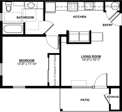 Fern Ridge 1 Bedroom Floor Plan A